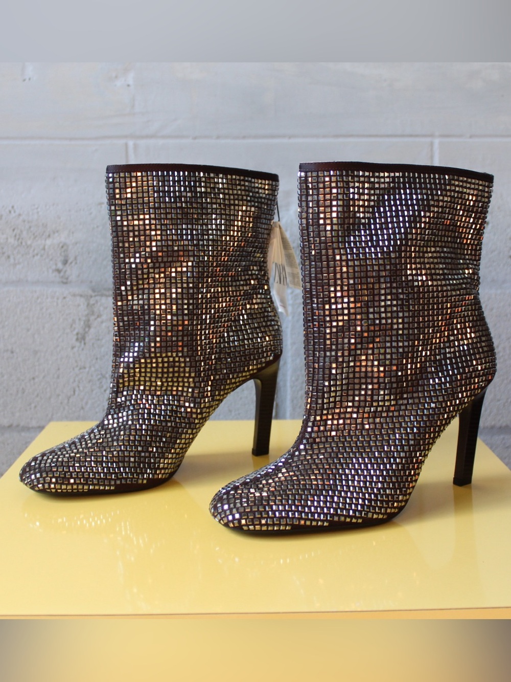 Zara NEW Rhinestone Heeled Ankle Boot - Picture 3 of 7